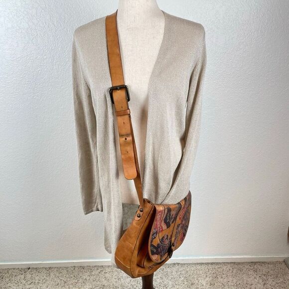 Patricia Nash Vintage Patch leather saddle bag Nepali Coast Hawaii suede inside - Picture 11 of 16